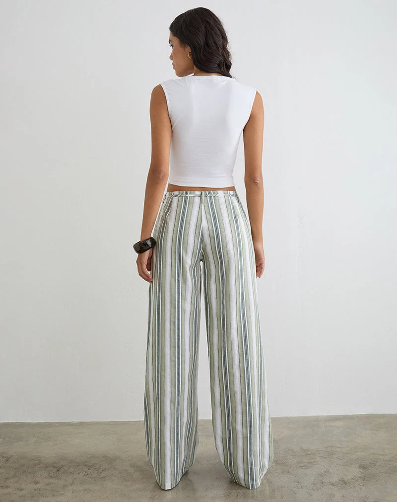 Pantalon Morino à rayures sauge