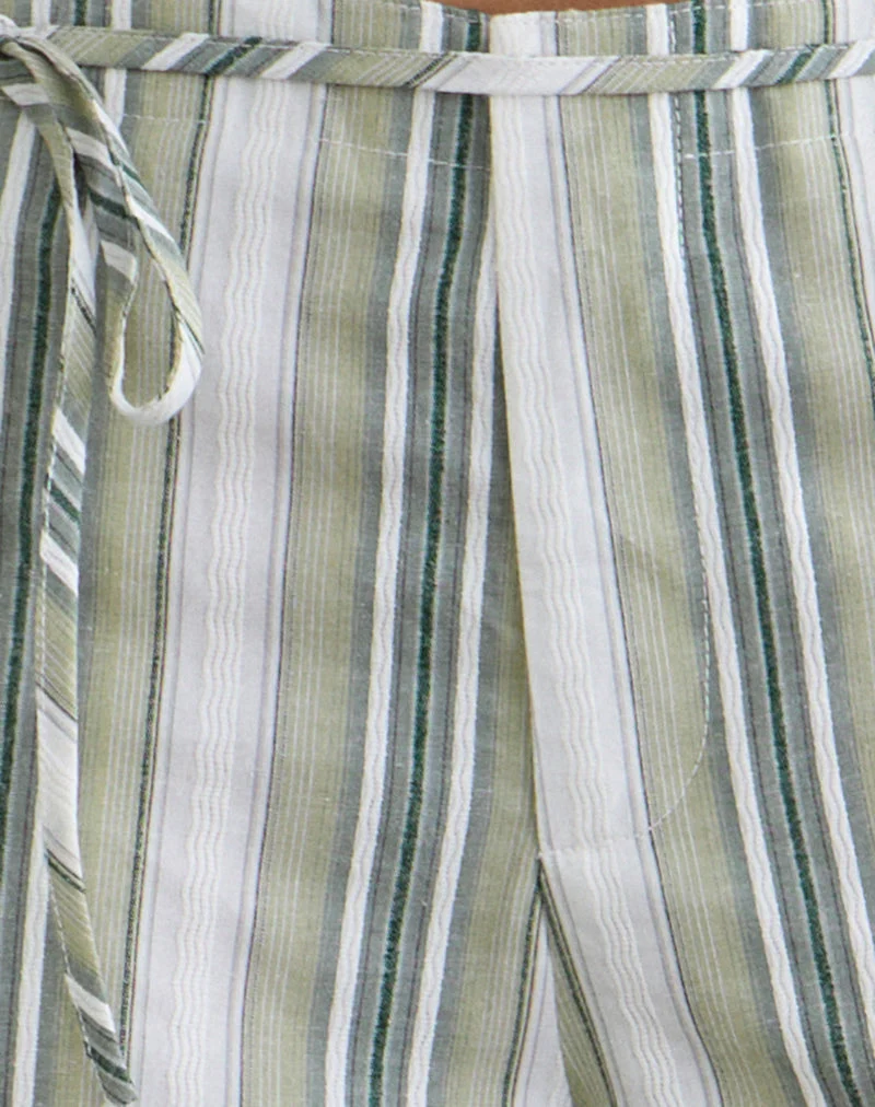 Pantalon Morino à rayures sauge