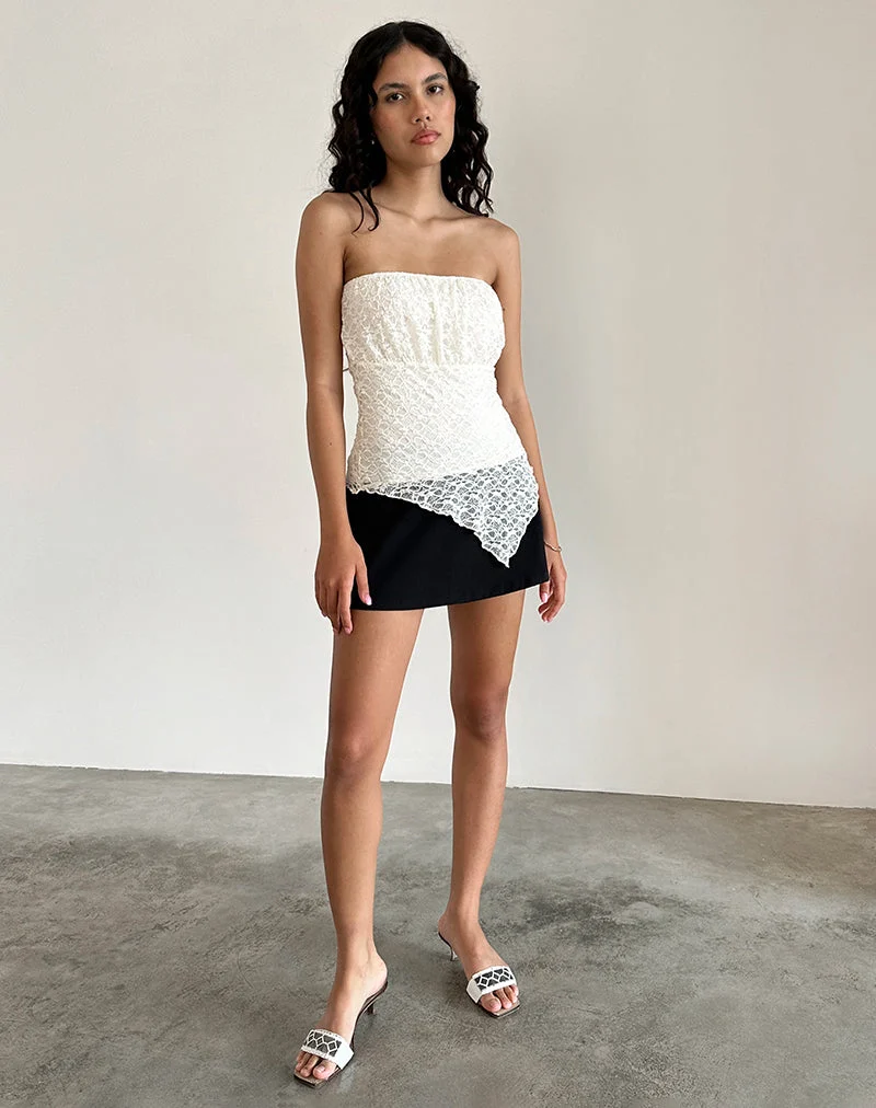 Wuni Longline Bandeau Top in Lace Ivory