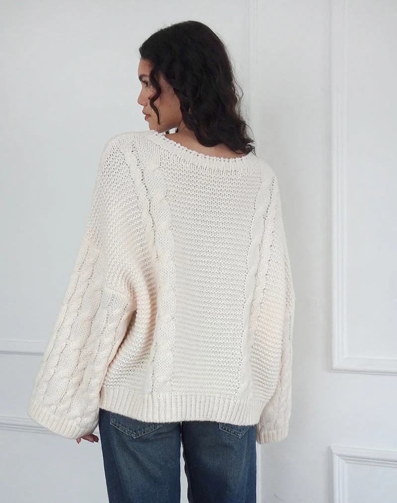 Pull Emarti en maille de luxe Ivoire