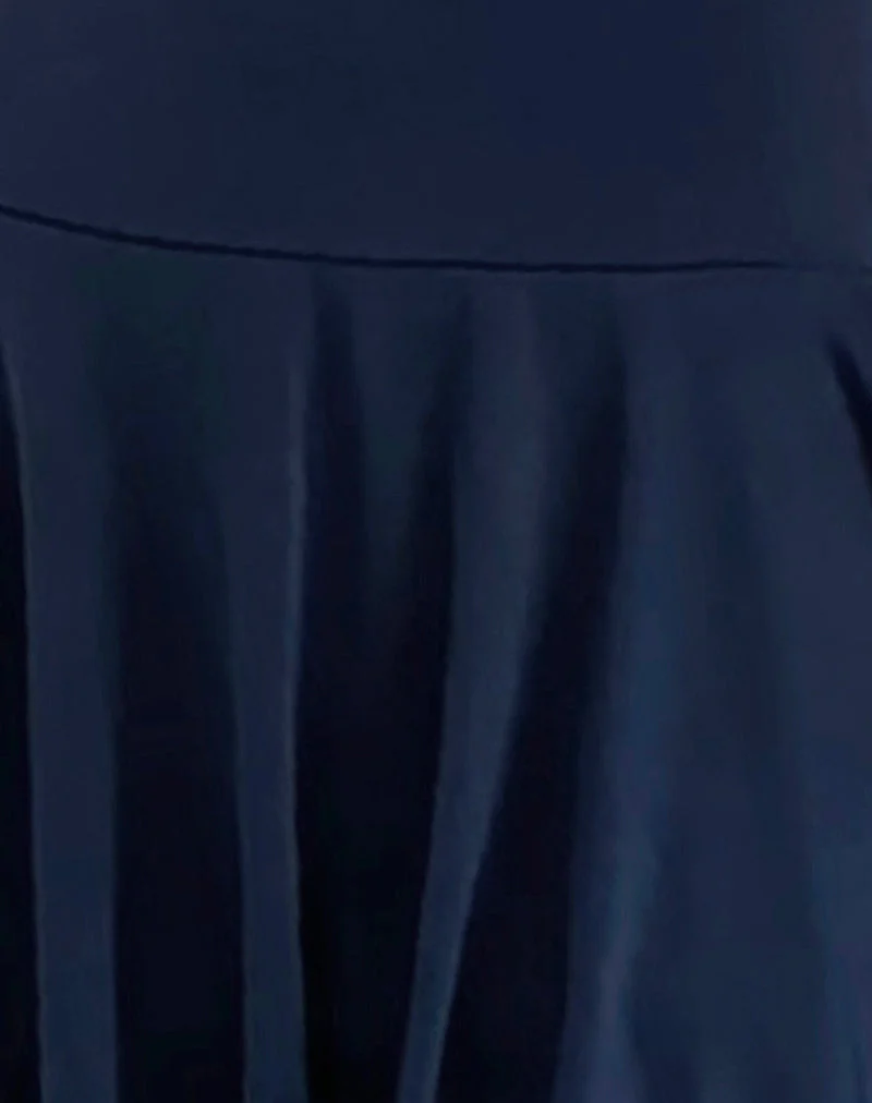 Maisha Open Back Bow Mini Dress in Slinky Navy (Mini robe ouverte au dos avec nœud)
