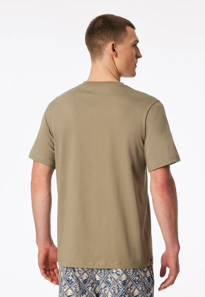T-Shirt V-Ausschnitt Oliv - Mix+Relax