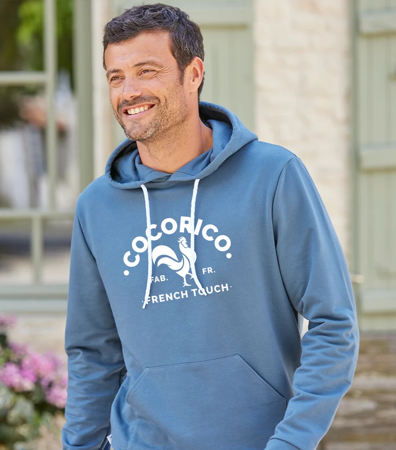 Sweat à capuche Homme Azur - Coq Français