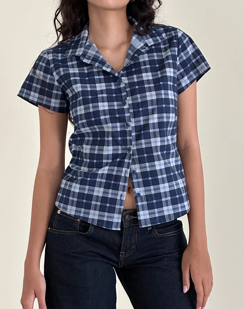 Chemise Wilman, tissu écossais, bleu foncé