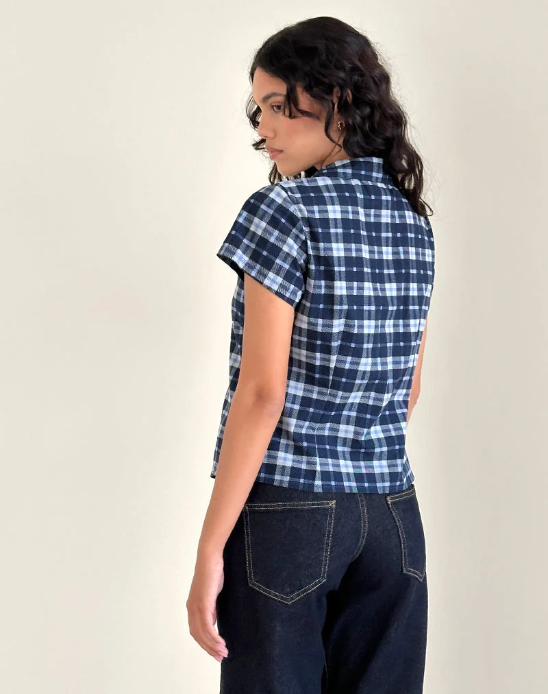 Chemise Wilman, tissu écossais, bleu foncé