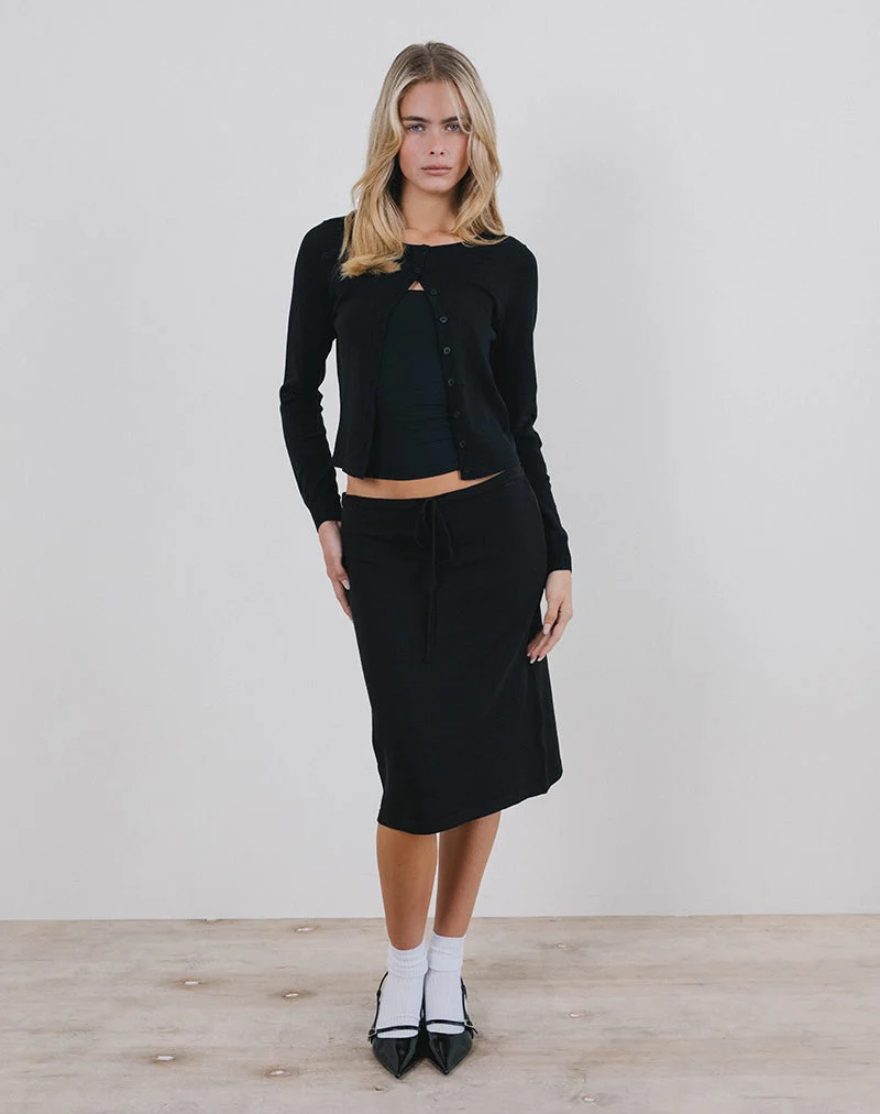 Jupe midi Rella en tricot plat noir