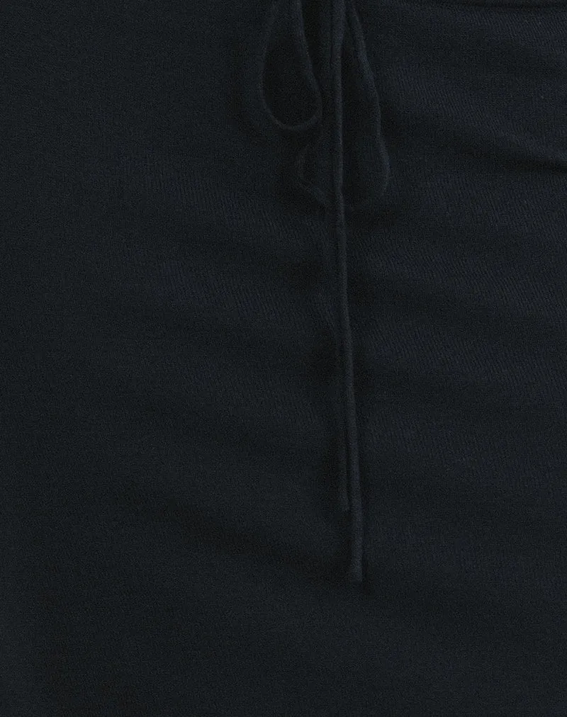 Jupe midi Rella en tricot plat noir