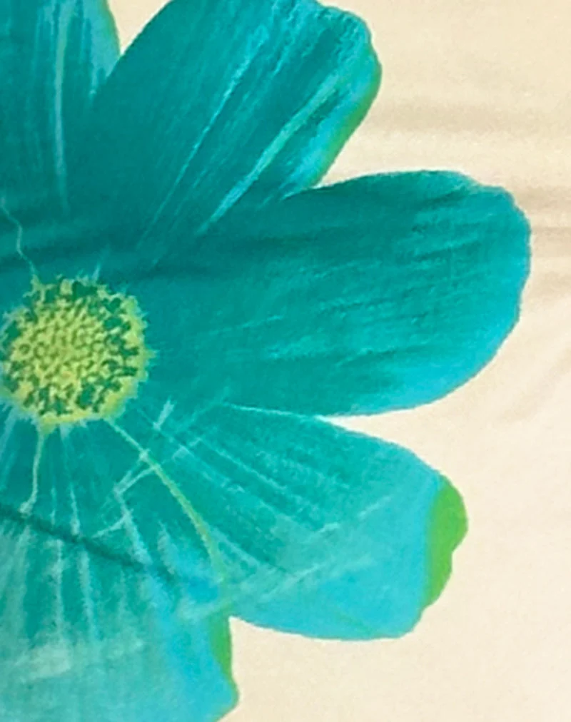 Dudley Vest Top in Buttermilk with Blue Painted Flower (gilet Dudley en babeurre avec fleur peinte en bleu)