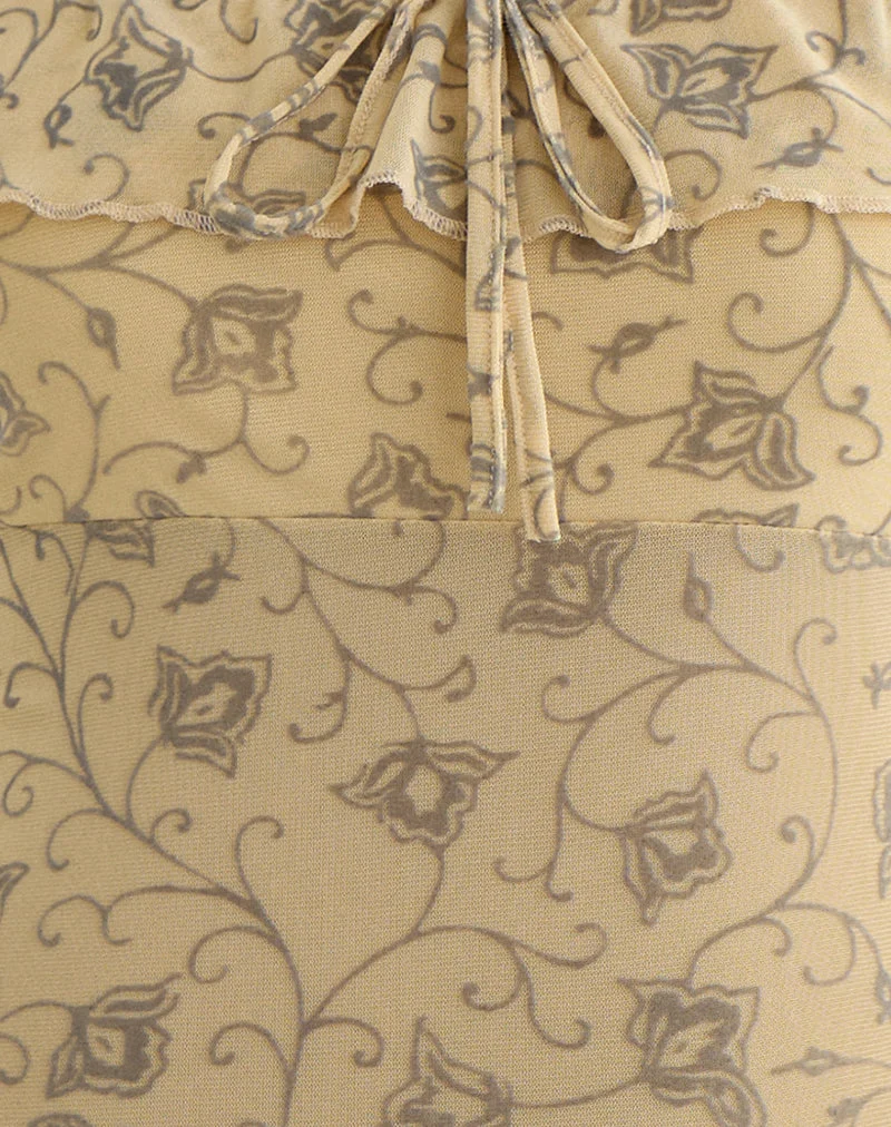 Haut Yoda, motif « Winding Ivy », jaune pâle