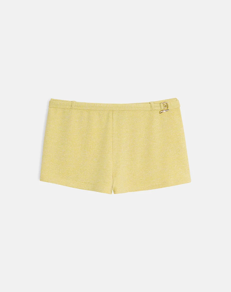 Sera Micro Short en maille chatoyante jaune