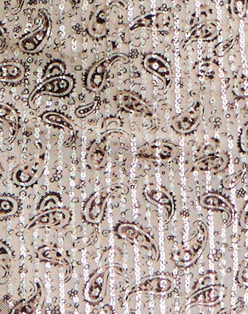 Mini-jupe Govinda à motif paisley et paillettes dorées