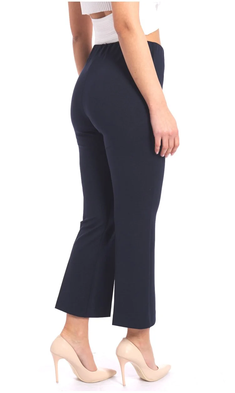 Pantalon marine droit avec taille élastique