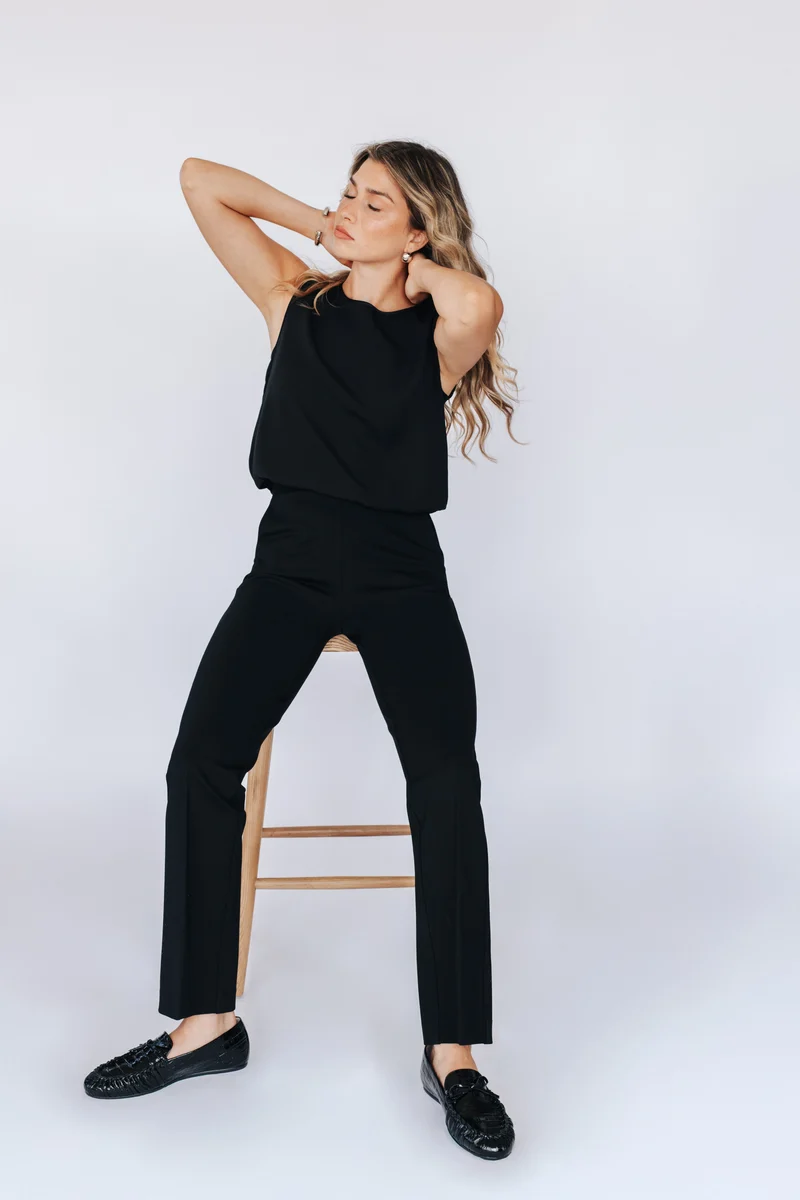 Blouse sans manches réversible avec bande satin - Noir