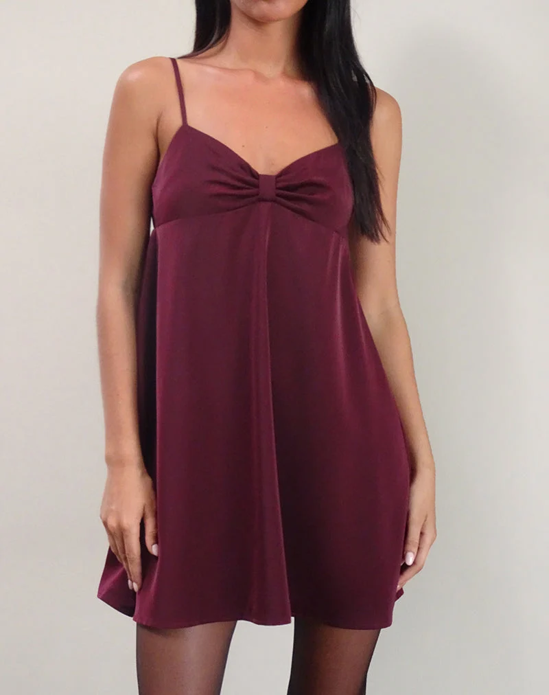 Mini robe glissée Rafaila en satin bourgogne