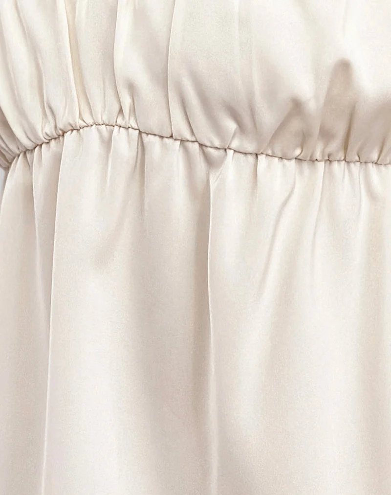 Camisole longue Camden, satin ivoire