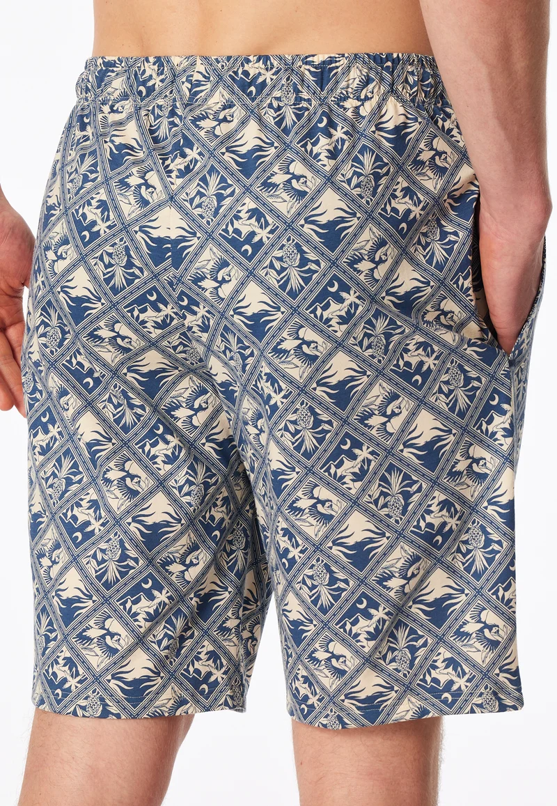 Hose kurz Blau/Beige gemustert - Mix+Relax