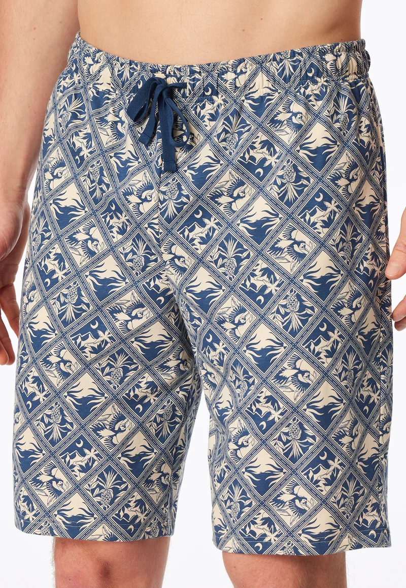 Hose kurz Blau/Beige gemustert - Mix+Relax
