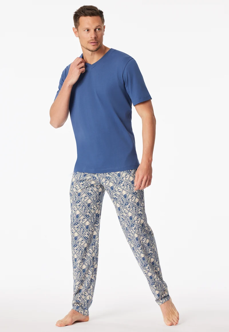 T-Shirt V-Ausschnitt Blau - Mix+Relax
