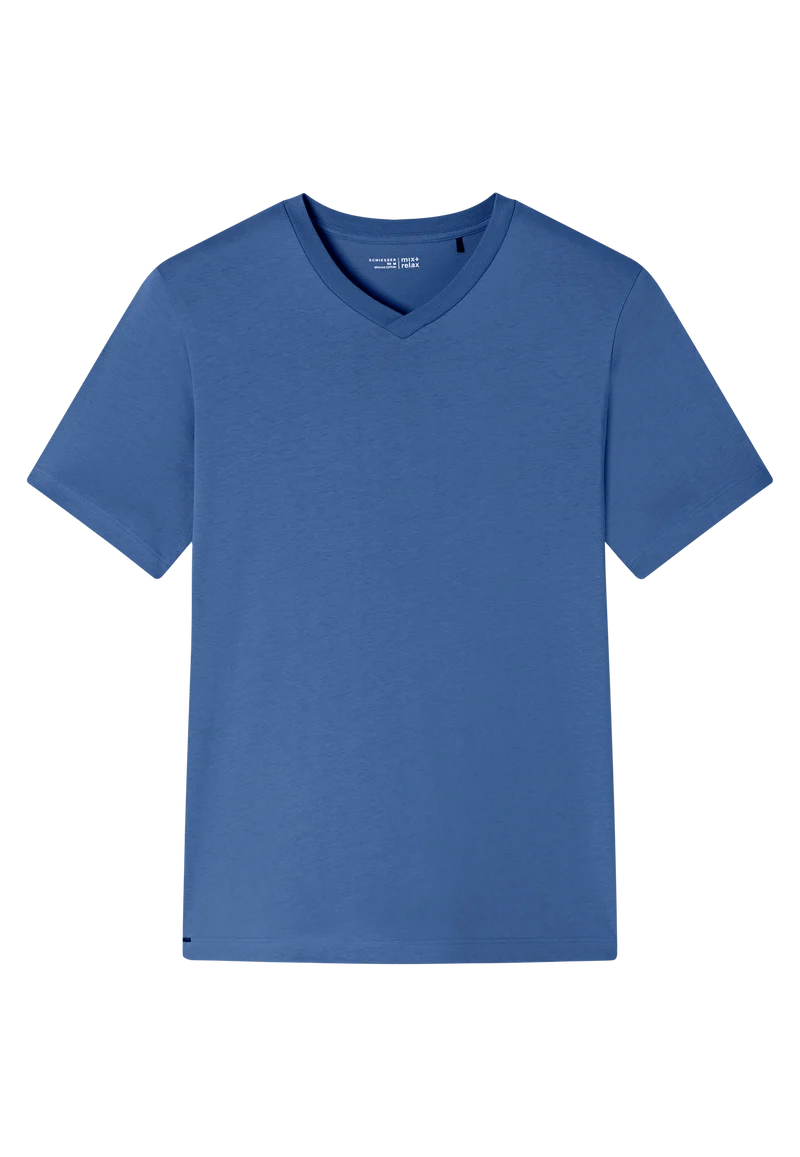 T-Shirt V-Ausschnitt Blau - Mix+Relax