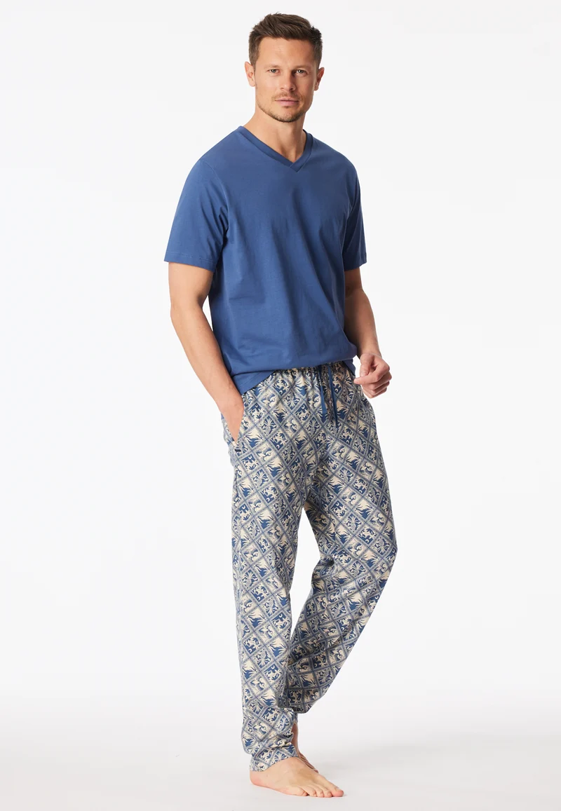 Hose Blau/Beige gemustert - Mix+Relax