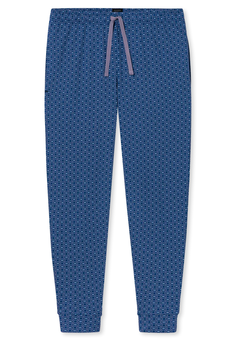Hose mit Bündchen Blau/Weiss gemustert - Mix+Relax