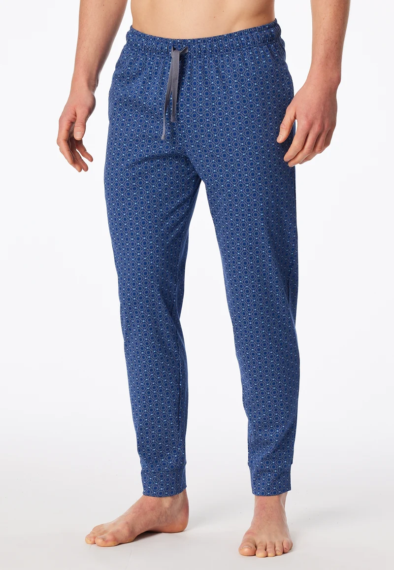 Hose mit Bündchen Blau/Weiss gemustert - Mix+Relax