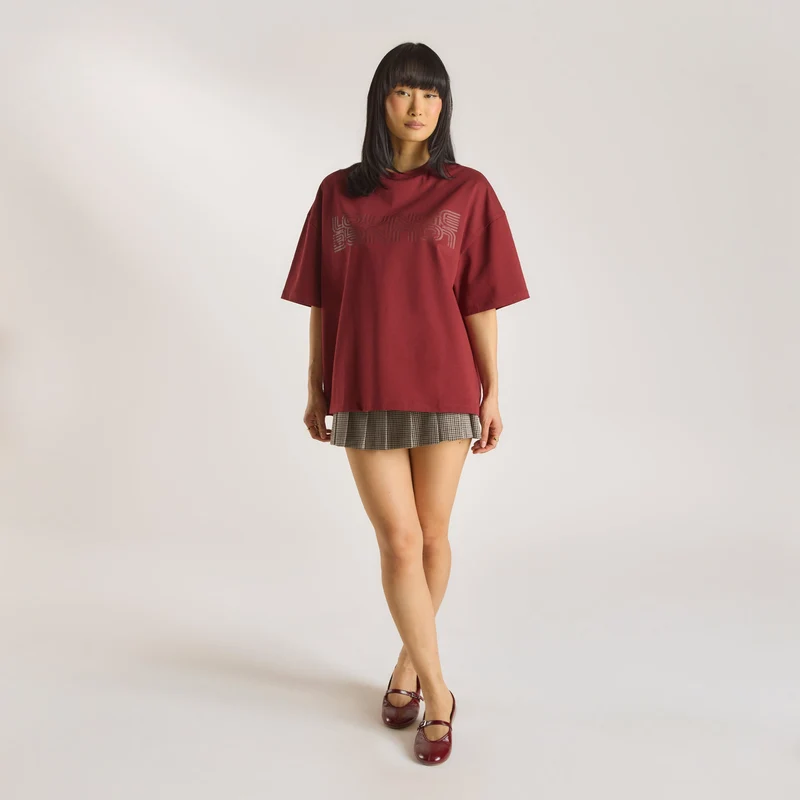 T-shirt Graphique Oversize - Bordeaux