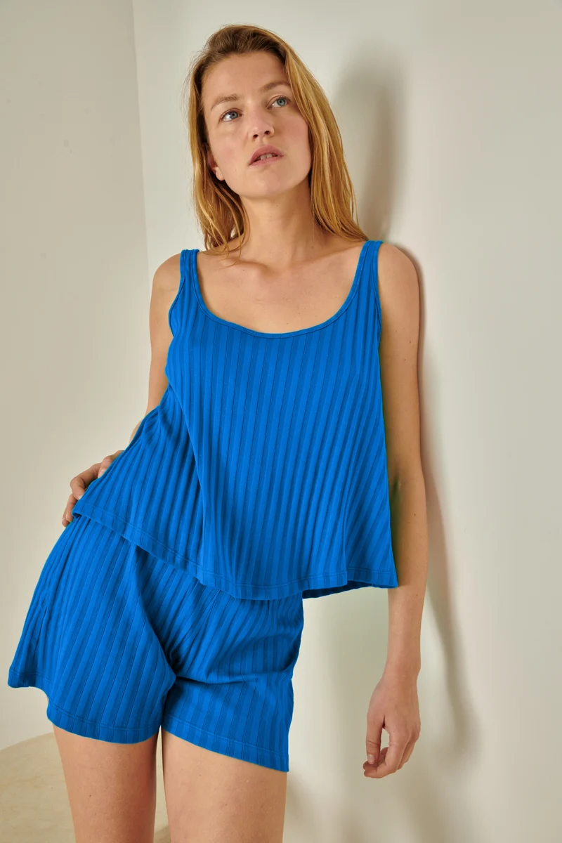 Pyjama Débardeur Coton BIO - Bleu