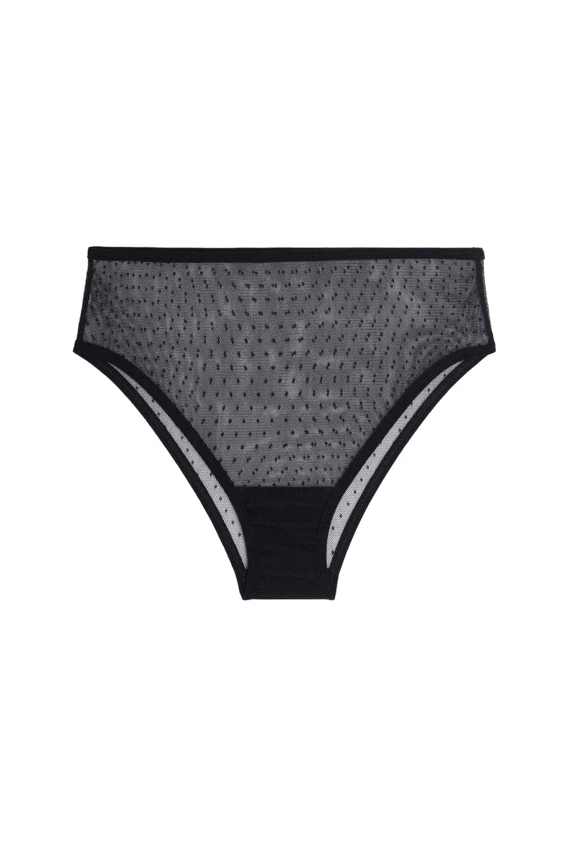 Culotte Taille Haute Tulle - Pois Noir