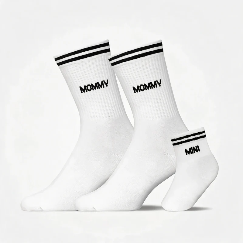 Familiensocken „Mommy, Mommy, Mini“ | Weiß