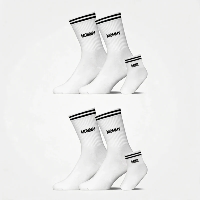 Familiensocken „Mommy, Mommy, Mini“ | Weiß