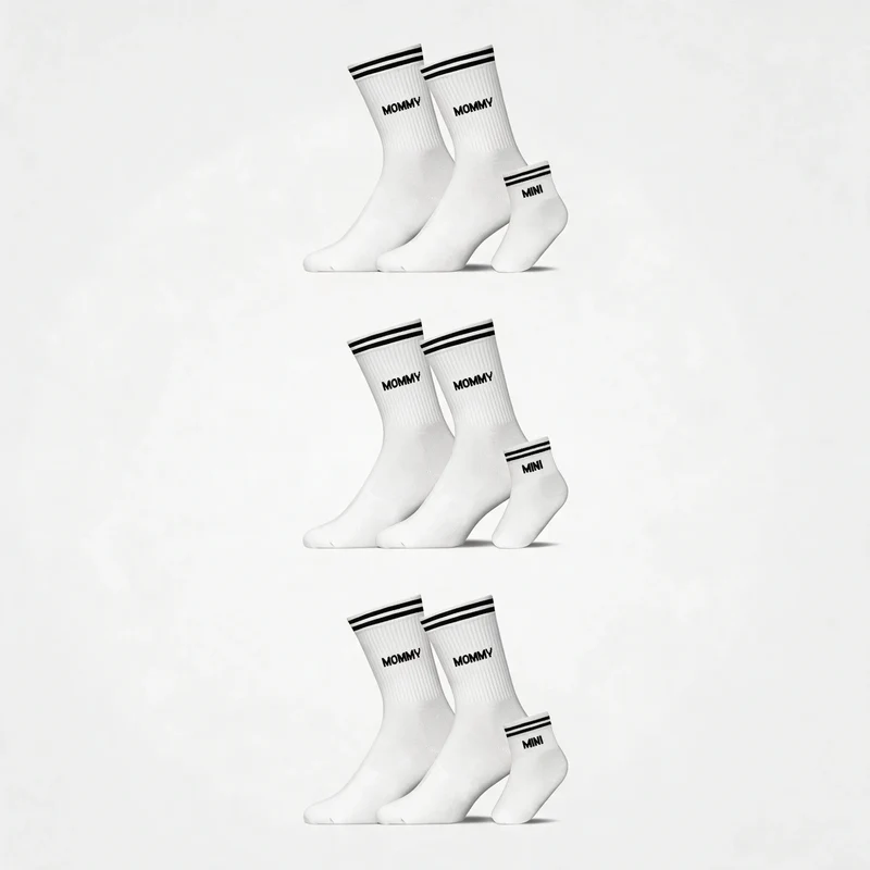 Familiensocken „Mommy, Mommy, Mini“ | Weiß
