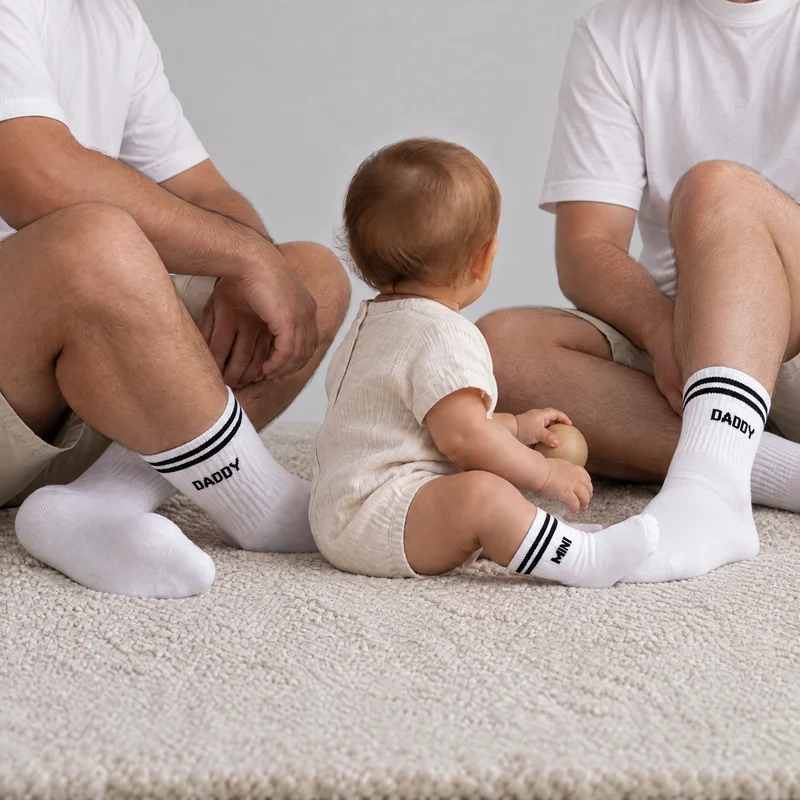 Familiensocken „Daddy, Daddy, Mini“ | Weiß