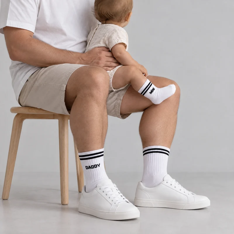 Familiensocken „Daddy, Daddy, Mini“ | Weiß