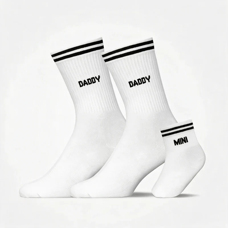 Familiensocken „Daddy, Daddy, Mini“ | Weiß