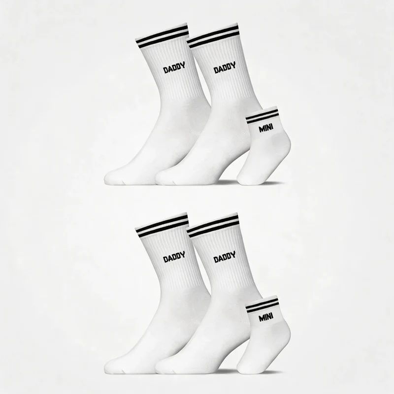 Familiensocken „Daddy, Daddy, Mini“ | Weiß