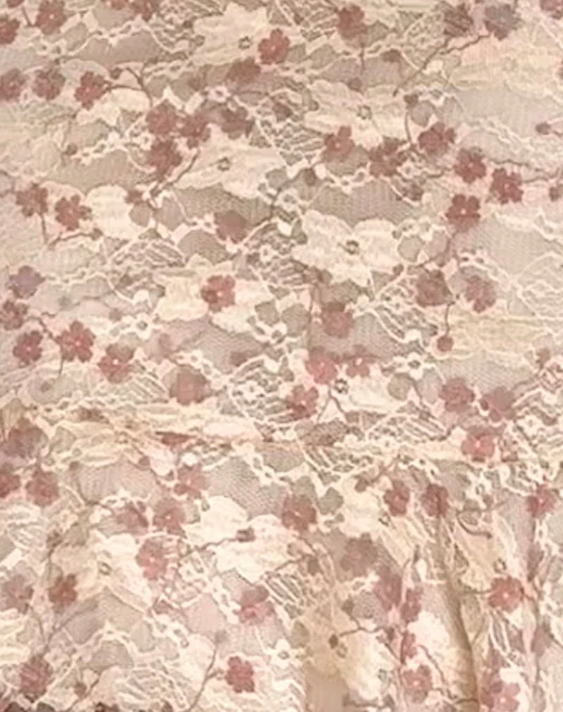 Mini robe Akmu en dentelle rose pétale chic