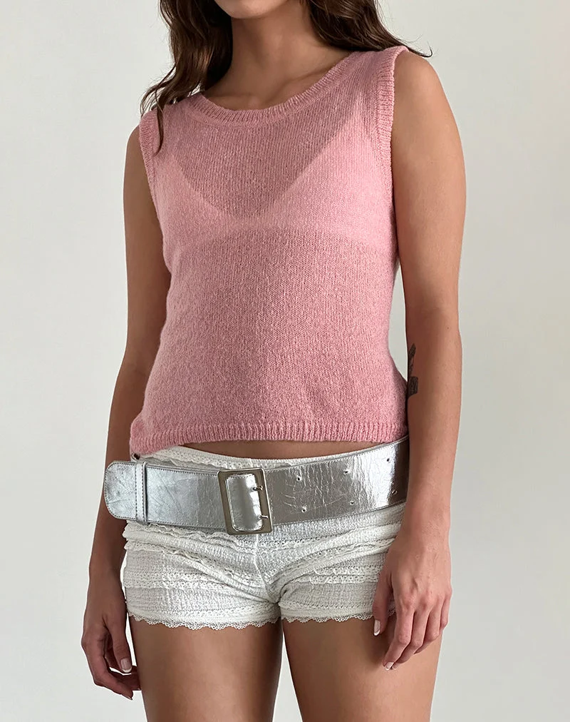 Débardeur Salisha en maille transparente rose