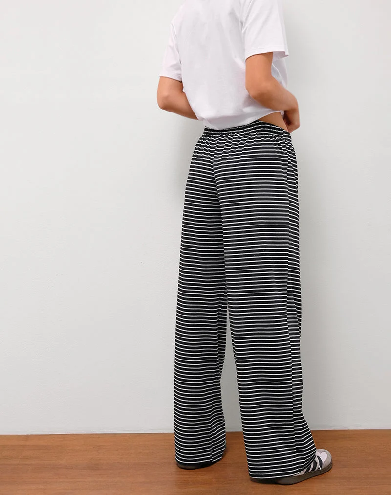 Pantalon Eunice à rayures noires et blanches