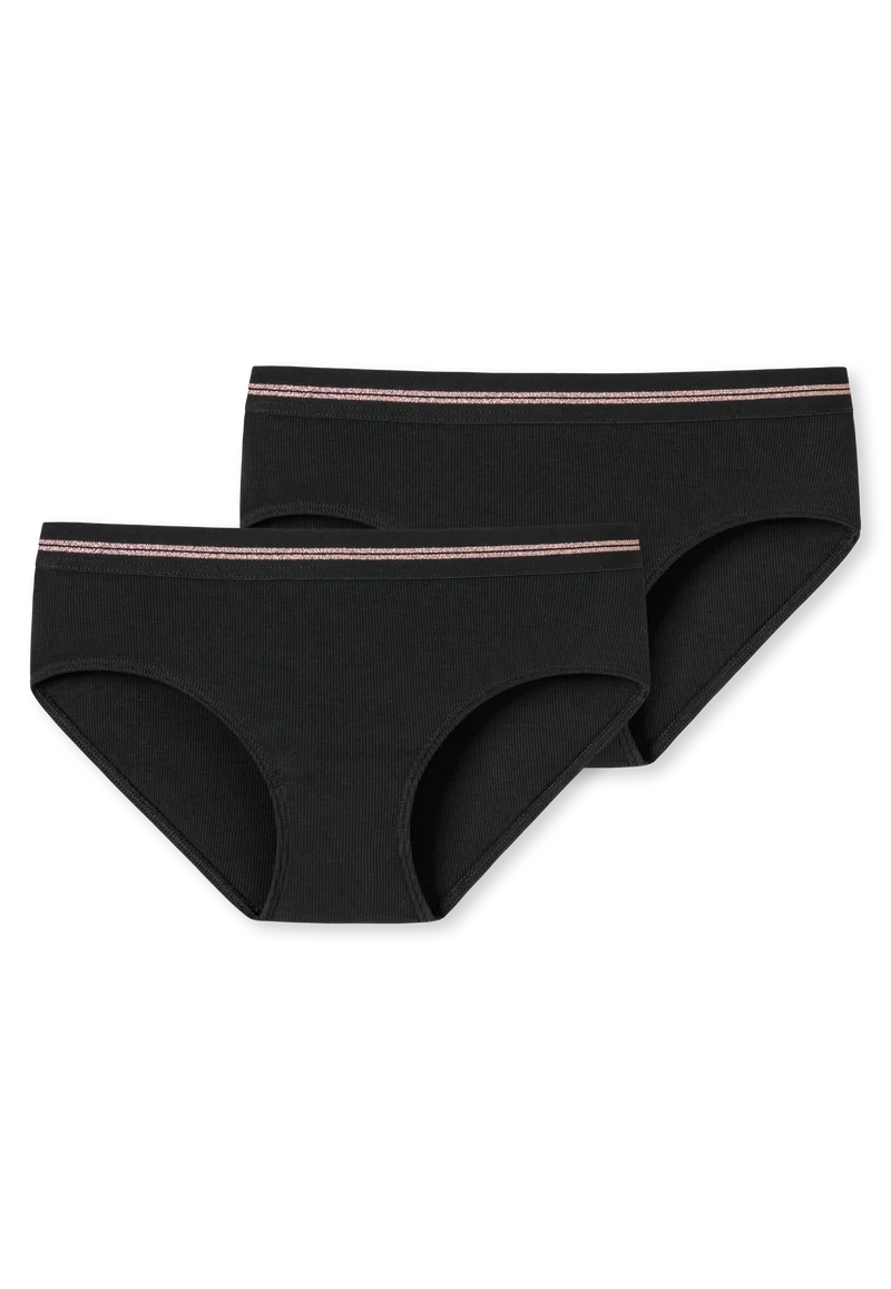 Slip Doppelripp 2er-Pack Schwarz - Long Life Rib