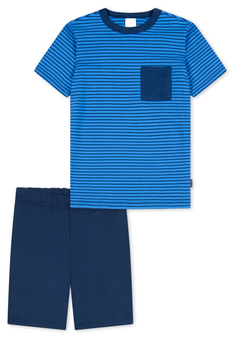 Schlafanzug kurz Blau gestreift - Boys World