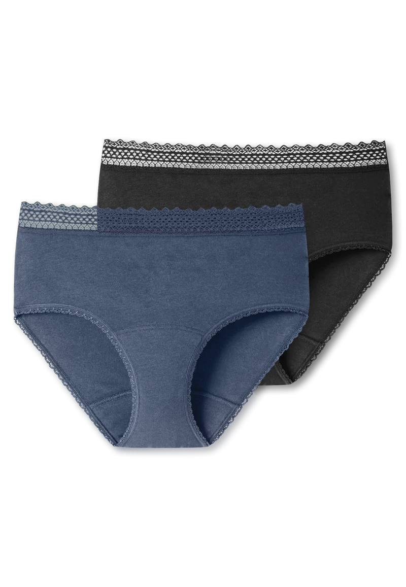 Periodenslip mit Spitze 2er-Pack Blau/Schwarz - Secret Care