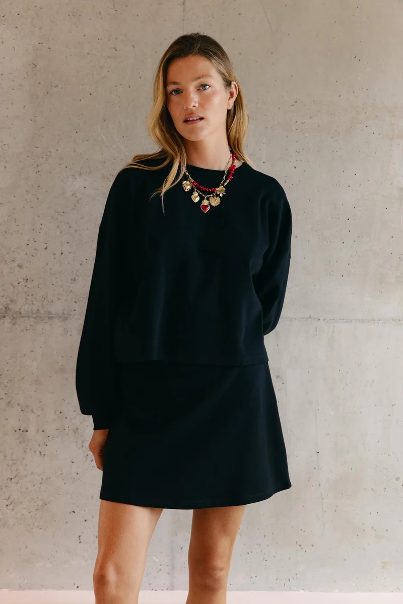 Jupe courte en maille 100% COTON BIO - Noir