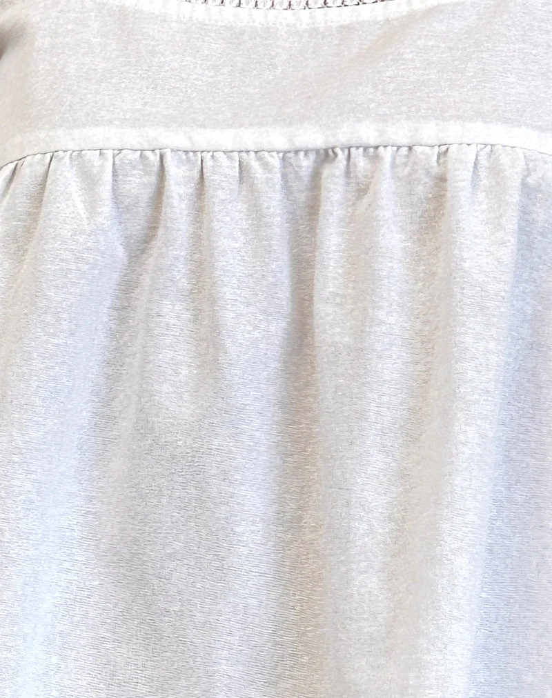 Axoni Square Neck Blouse in Linen White