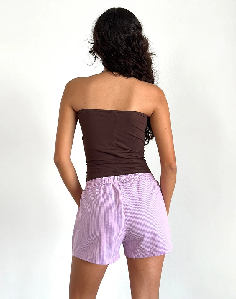 Short Voir en popeline rayée rose et violet