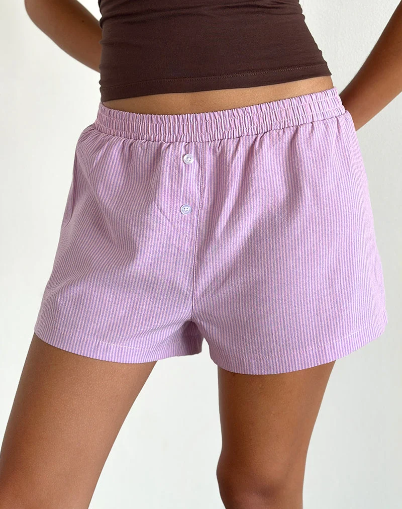 Short Voir en popeline rayée rose et violet