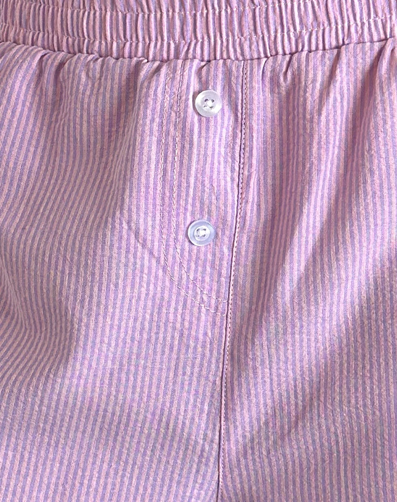 Short Voir en popeline rayée rose et violet