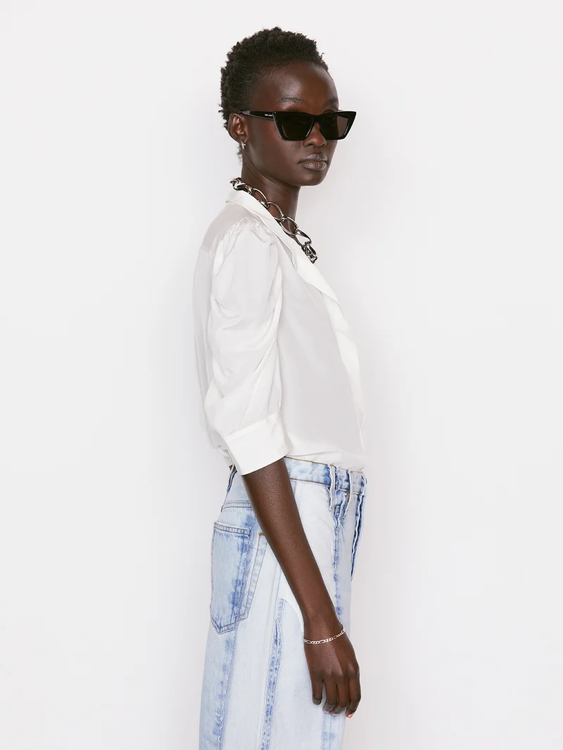 Blouse en soie à manches bouffantes courtes Gillian