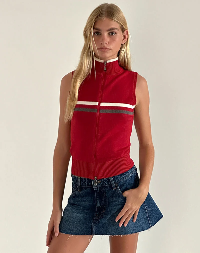 Tabeya - Veste en tricot sans manches - Rouge