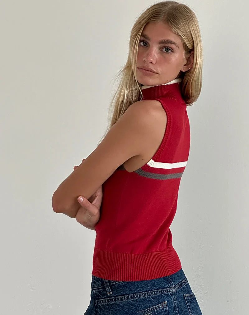 Tabeya - Veste en tricot sans manches - Rouge